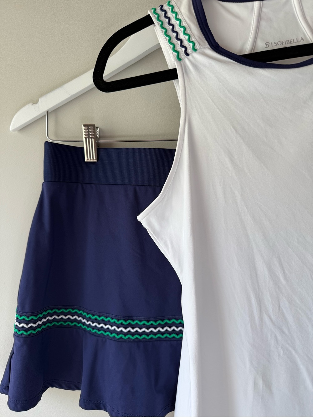 Sofibella Matching Tennis Pickleball Golf Set Medium Skort Tank Navy White Green